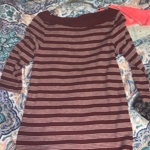 Maroon and white striped blouse
